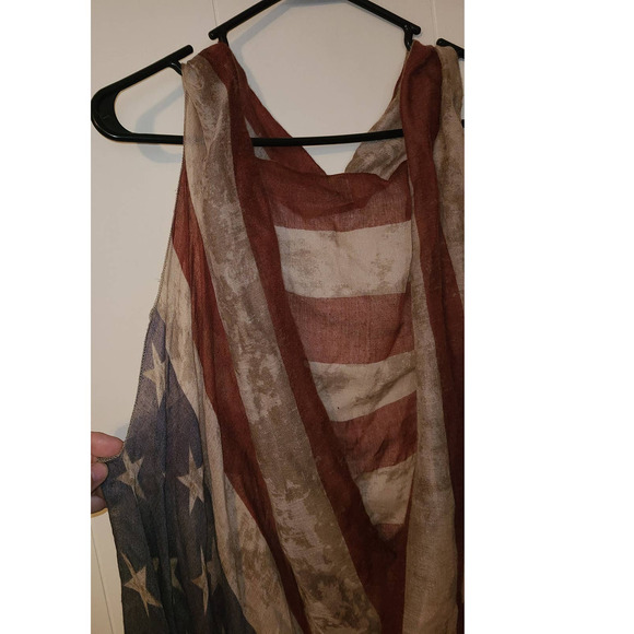 American Flag Print Cardigan One size Sleeveless Open Front (AI) - Picture 2 of 5
